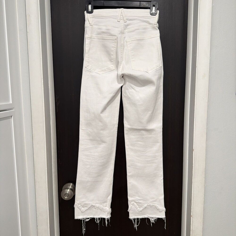 Good American Good Straight Raw Hem White Jeans 24 Coastal Cowgirl Streetwear - Picture 5 of 8